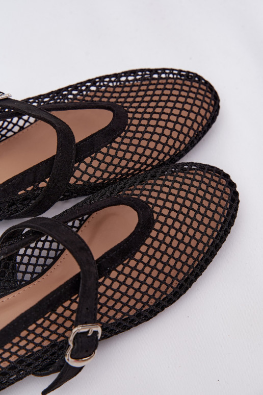 Mesh Ballerinas with Strap Black Pherina