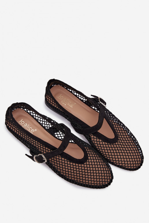 Mesh Ballerinas with Strap Black Pherina