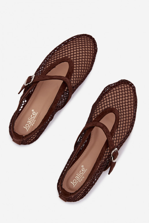 Mesh Ballerinas with Strap Chocolate Pherina