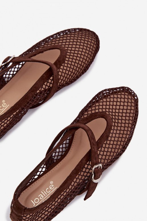 Mesh Ballerinas with Strap Chocolate Pherina