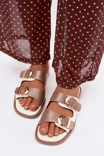 Damen slippers with gold clips Beige Danelle