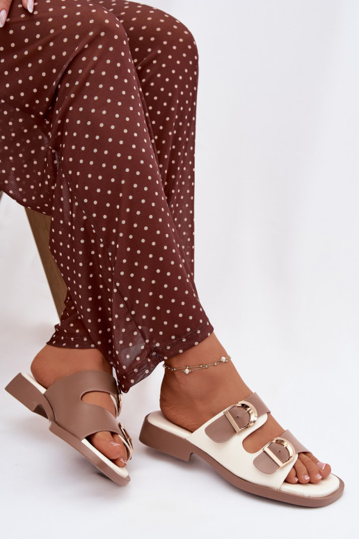 Damen slippers with gold clips Beige Danelle
