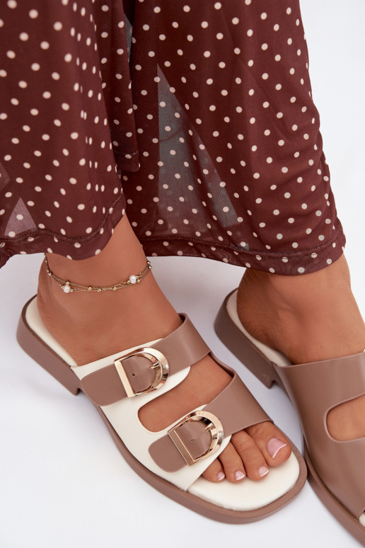 Damen slippers with gold clips Beige Danelle