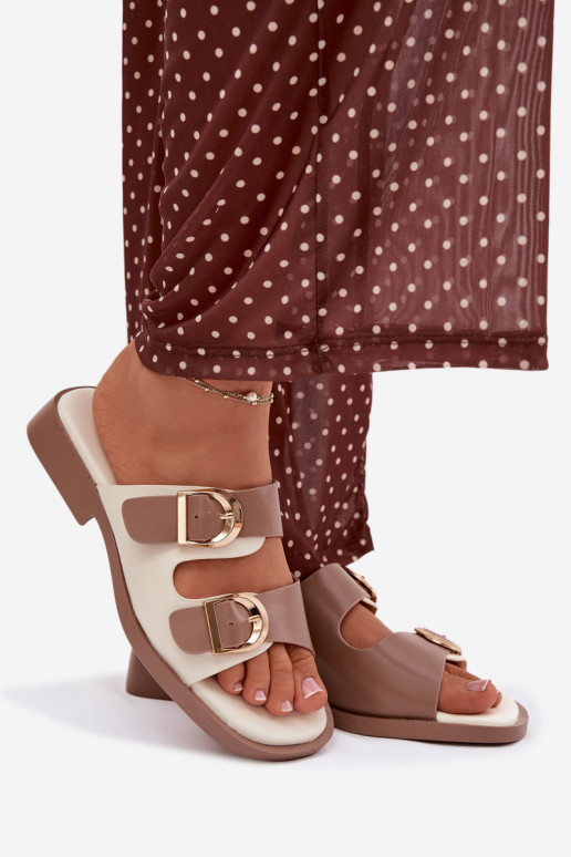 Damen slippers with gold clips Beige Danelle