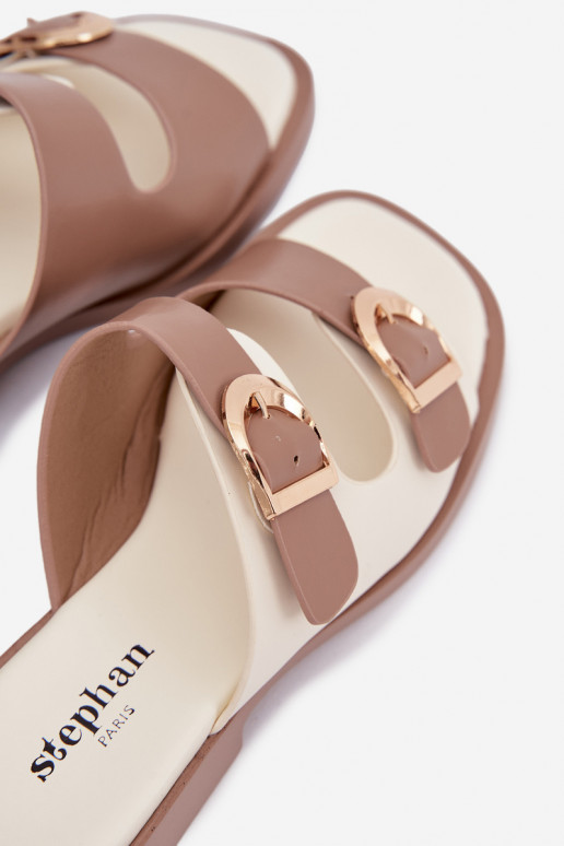 Damen slippers with gold clips Beige Danelle