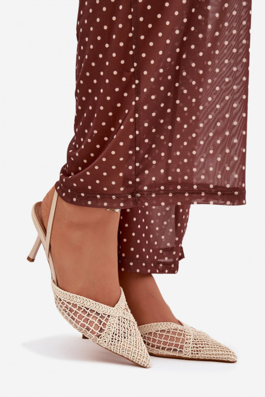 Woven Sandals on Stiletto Light Beige Hanelis