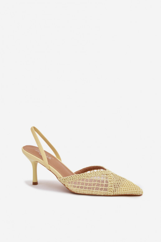 Woven Sandals on Heel Yellow Hanelis
