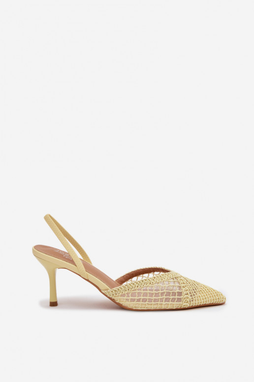 Woven Sandals on Heel Yellow Hanelis