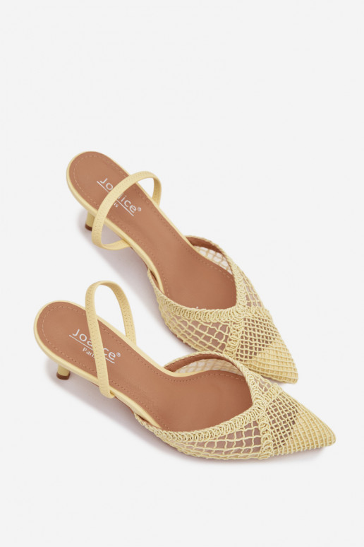 Woven Sandals on Heel Yellow Hanelis