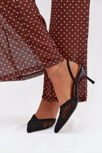 Woven Sandals on Heel Black Hanelis 2