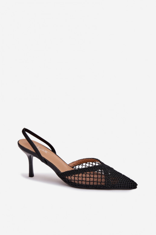 Woven Sandals on Heel Black Hanelis