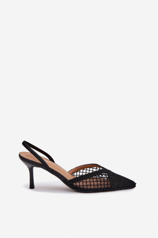Woven Sandals on Heel Black Hanelis