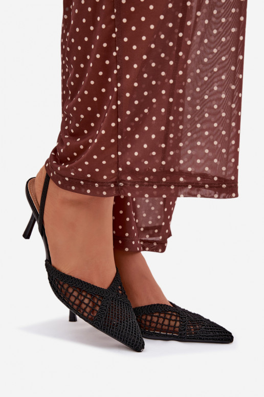 Woven Sandals on Heel Black Hanelis