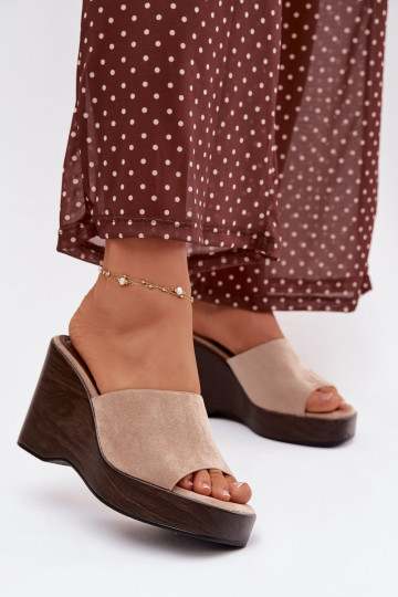 Women's Wedge Sandals Beżowe Ravelia
