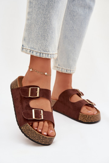 Women's Slippers on Cork Platform with Gold Clamps Tovessa 2