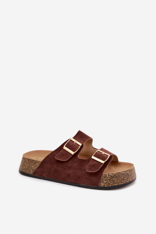 Women's Slippers on Cork Platform with Gold Clamps Tovessa
