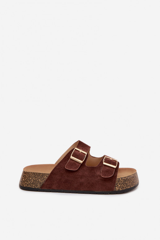 Women's Slippers on Cork Platform with Gold Clamps Tovessa