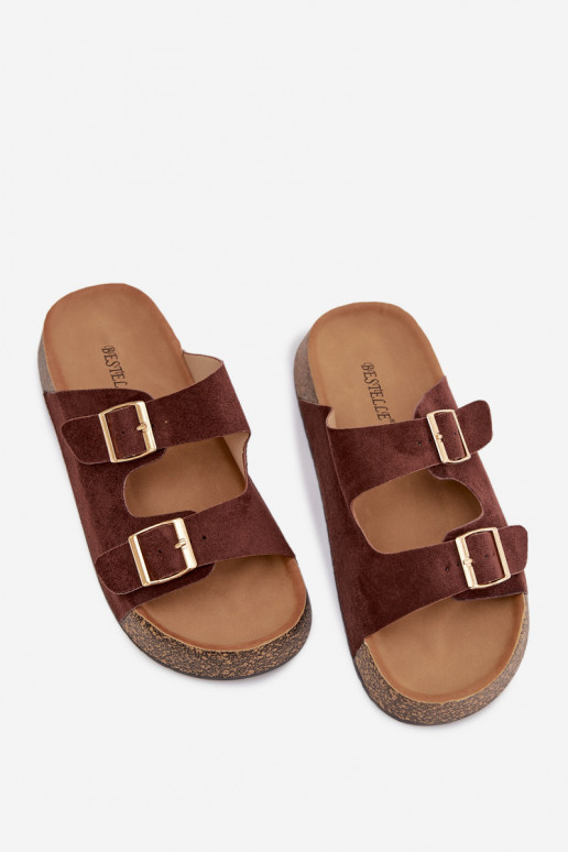 Women's Slippers on Cork Platform with Gold Clamps Tovessa