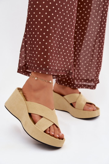 Women's Platform Slippers Made of Eco Suede Yellow Calorine 2