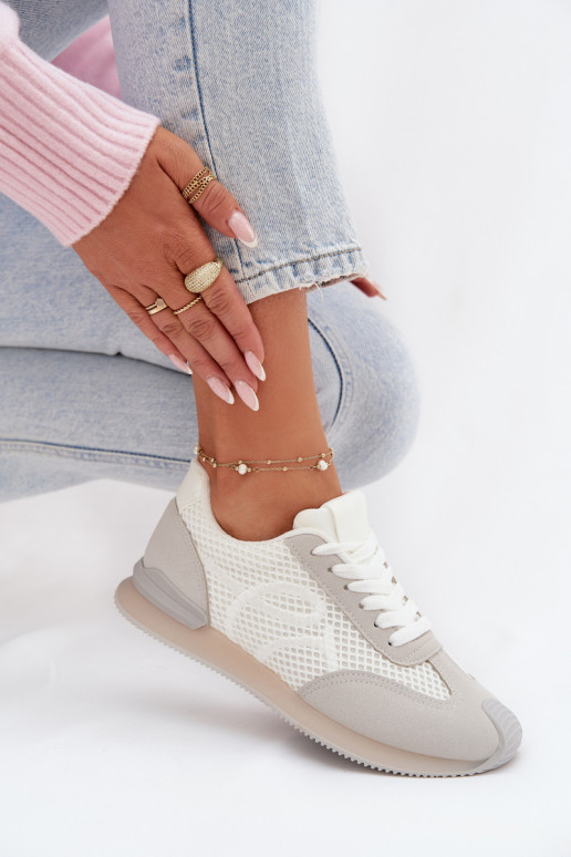 Sneakersy Buty Sportowe Damskie Biało-Szare Tarlisse
