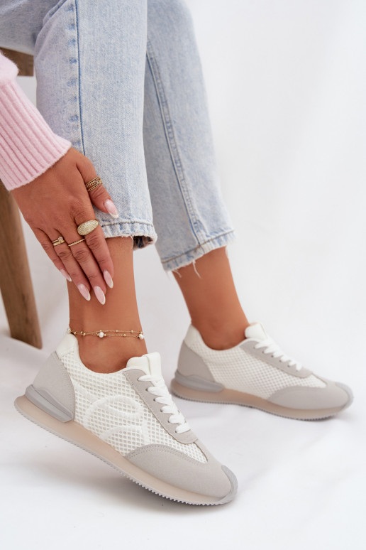 Sneakersy Buty Sportowe Damskie Biało-Szare Tarlisse