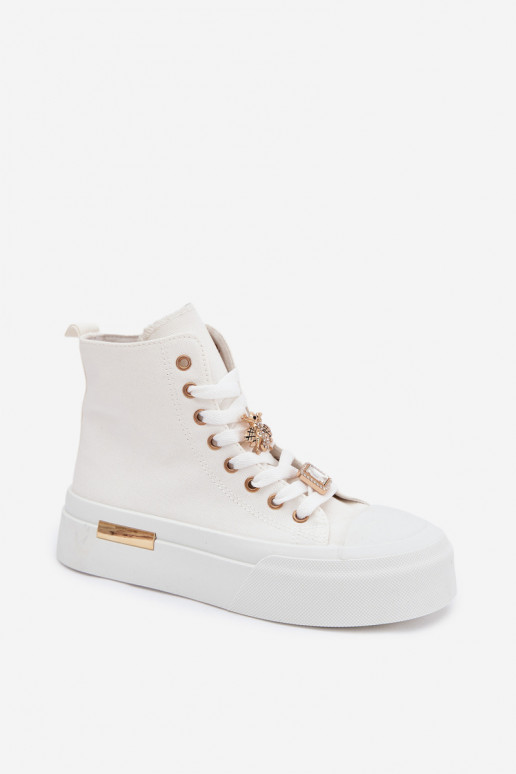 Womens Platform Sneakers With Patches White Gracella