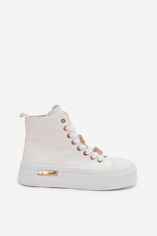 Womens Platform Sneakers With Patches White Gracella