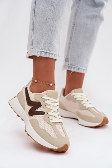 Women's Beige Platform Sneakers Janelora
