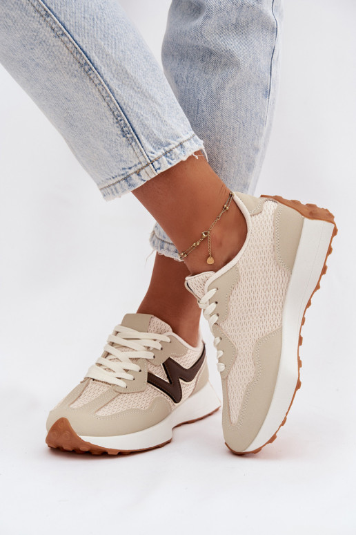 Women's Beige Platform Sneakers Janelora