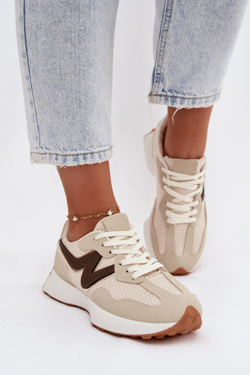 Women's Beige Platform Sneakers Janelora