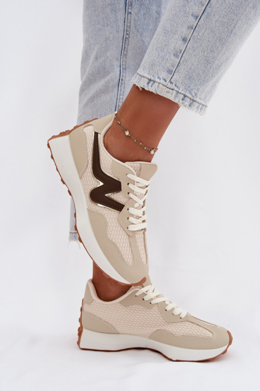 Women's Beige Platform Sneakers Janelora
