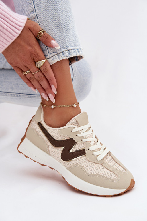 Women's Beige Platform Sneakers Janelora