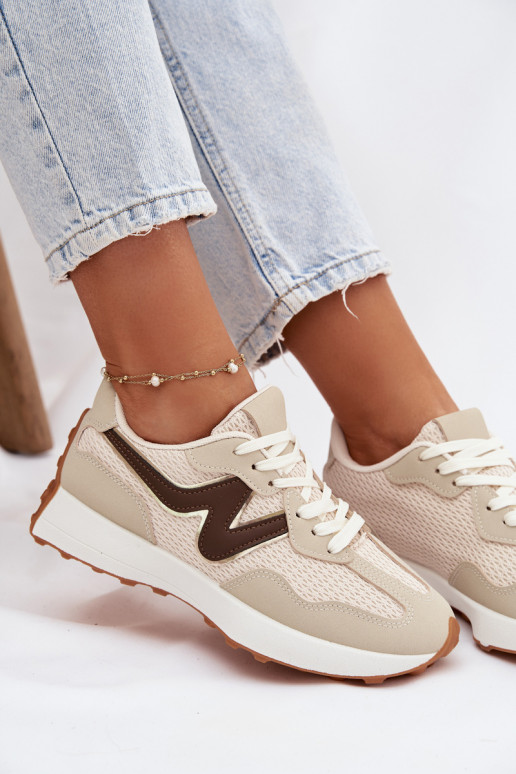 Women's Beige Platform Sneakers Janelora