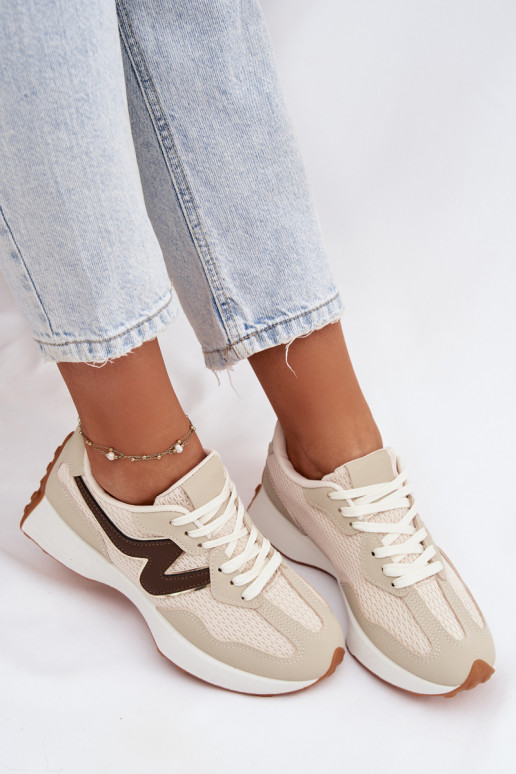 Women's Beige Platform Sneakers Janelora