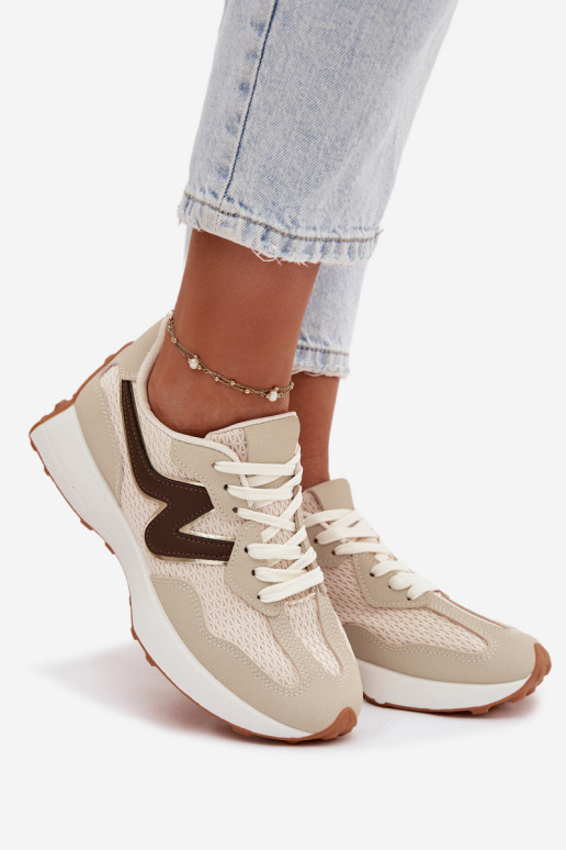 Women's Beige Platform Sneakers Janelora