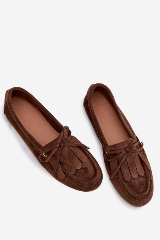 Women's Moccasins With Tie And Fringes Chocolate Glorina