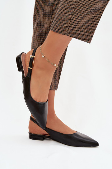 Iverelle Black Ballerinas with Gold Buckle 2