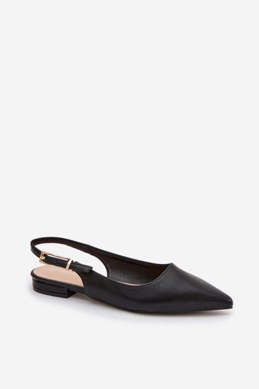 Iverelle Black Ballerinas with Gold Buckle