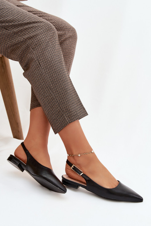 Iverelle Black Ballerinas with Gold Buckle