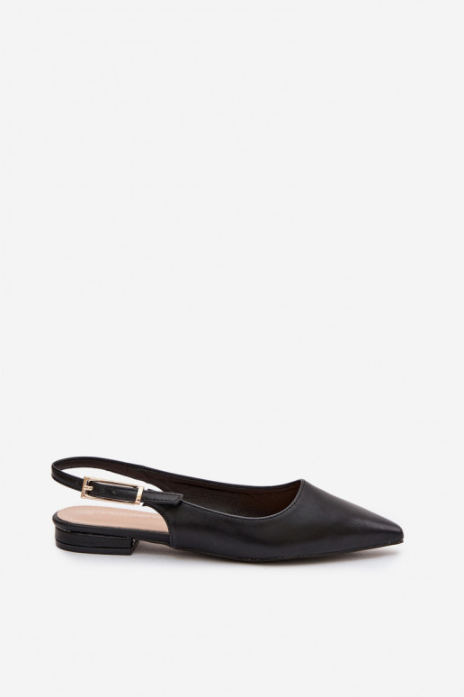 Iverelle Black Ballerinas with Gold Buckle