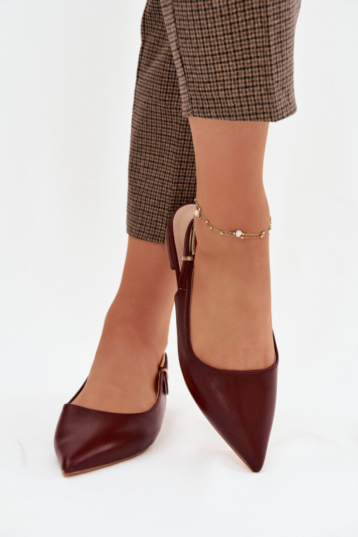 Iverelle Burgundy Ballerinas with Gold Buckle