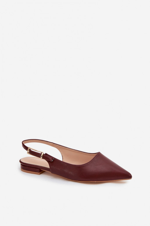 Iverelle Burgundy Ballerinas with Gold Buckle