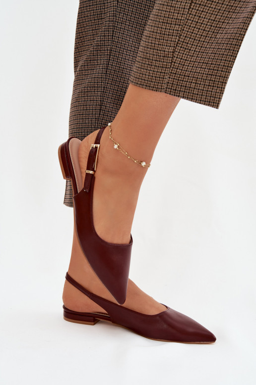 Iverelle Burgundy Ballerinas with Gold Buckle