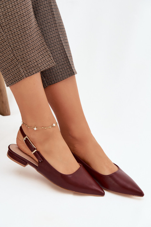 Iverelle Burgundy Ballerinas with Gold Buckle