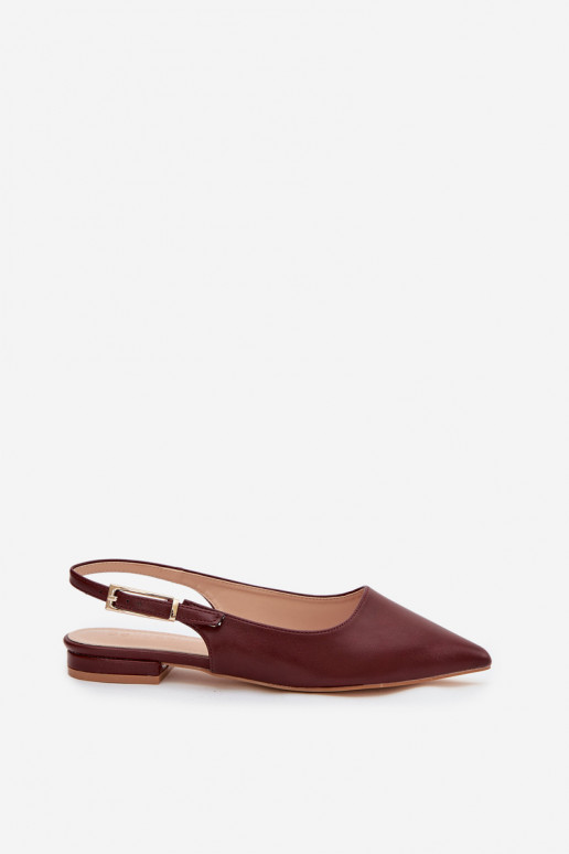 Iverelle Burgundy Ballerinas with Gold Buckle