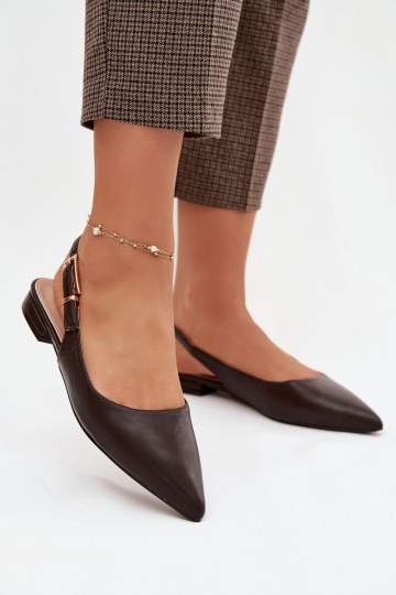 Iverelle Chocolate Ballerinas with Gold Buckle 2