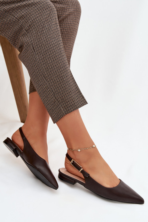 Iverelle Chocolate Ballerinas with Gold Buckle