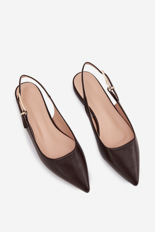 Iverelle Chocolate Ballerinas with Gold Buckle