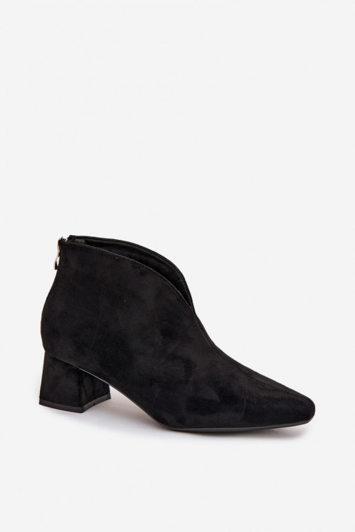 Women's Block Heel Ankle Boots with Stitching Black Darlisse