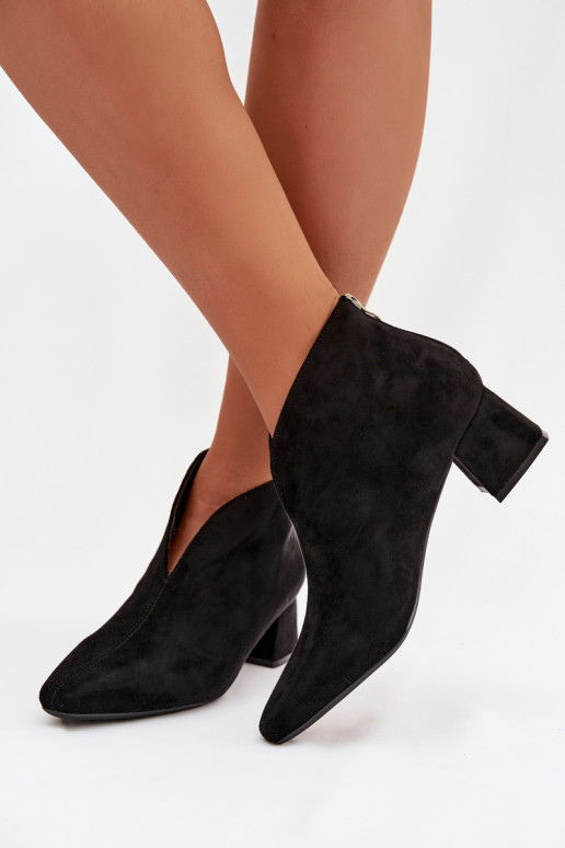 Women's Block Heel Ankle Boots with Stitching Black Darlisse